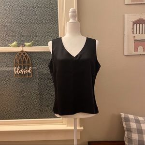 LAUREN Ralph Lauren Black Silk V-neck Tank Sz 10